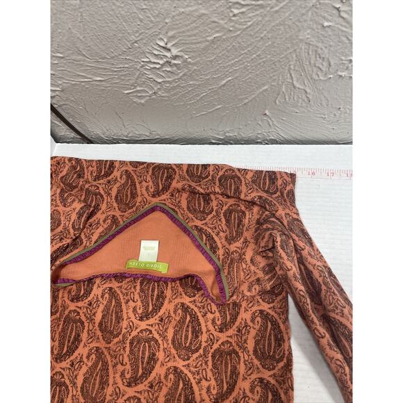 Sigrid Olsen Top Orange Paisley V Neck Neck Long Sleeve Size Small - Picture 4 of 4